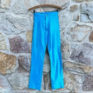 Bright blue super stretchy Lycra vintage pants bojeangles size 0